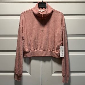 Velour athleisure cropped mock neck sweatshirt. Brand new WITH TAGS